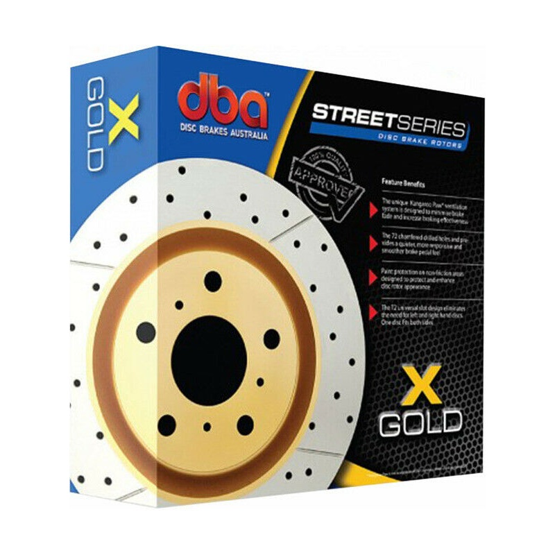 2 x DBA X-Gold Cross-Drilled Slotted Rotor FOR MITSUBISHI PAJERO NX (DBA2216X)