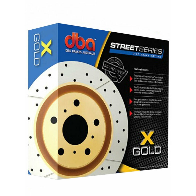 2 x DBA X-Gold Cross-Drilled Slotted Rotor FOR NISSAN ELGRAND E51 (DBA2313X)