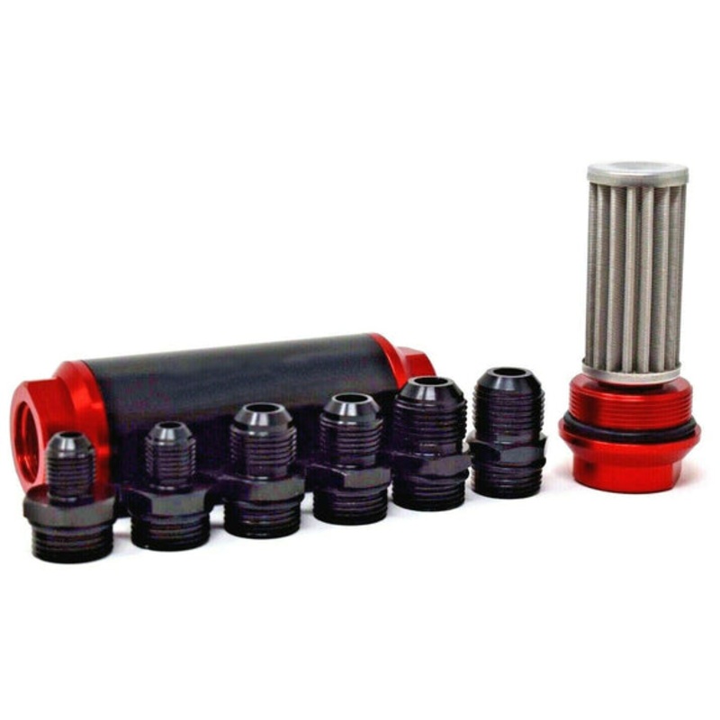 Universal High Flow Inline Fuel Filter 6AN 8AN 10AN Fittings 44 Micron Turbo