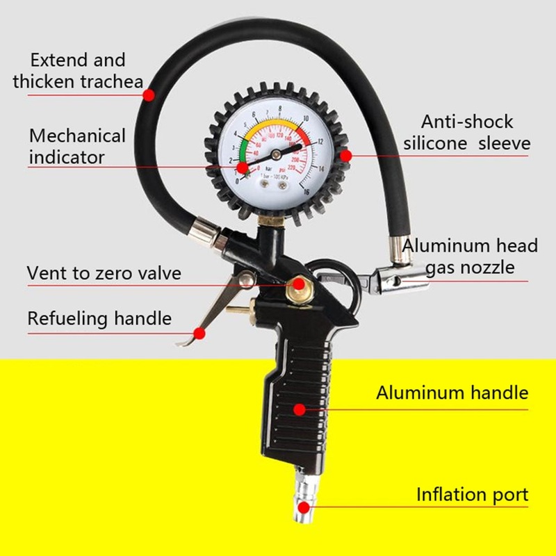 0-220 PSI 0-16Bar Digital Car Tire Air Pressure Inflator Gauge Automobile Tire Pressure Monitor LCD Display Air Tire Inflator