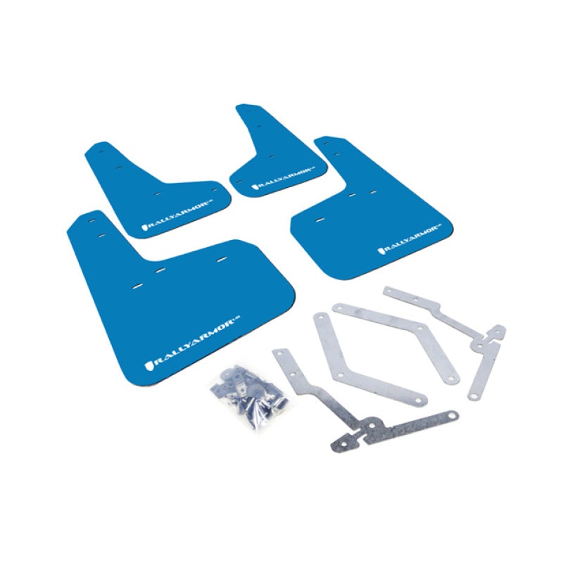 Rally Armor 12-19 Ford Focus ST / 16-19 RS Nitrous Blue UR Mud Flap w/White Logo