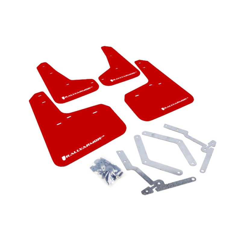 Rally Armor 12-19 Ford Focus ST / 16-19 RS Red Mud Flap w/White Logo
