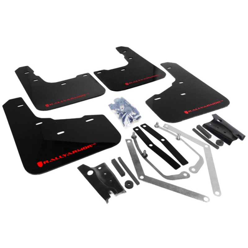 Rally Armor 13-19 Ford Fiesta ST Black UR Mud Flap w/Red Logo