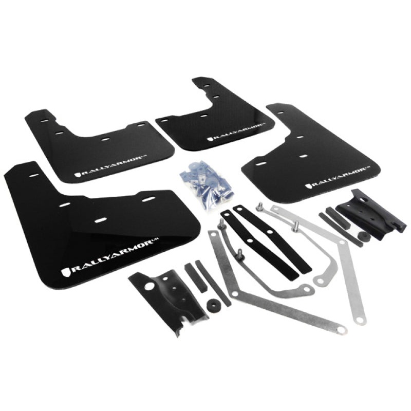 Rally Armor 13-19 Ford Fiesta ST Black UR Mud Flap w/White Logo