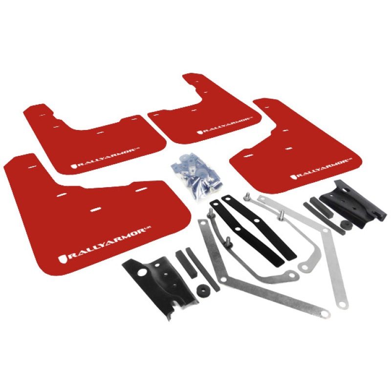 Rally Armor 13-19 Ford Fiesta ST Red UR Mud Flap w/White Logo