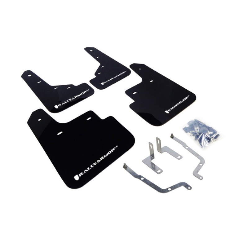 Rally Armor 14-18 Mazda3 Black UR Mud Flap w/White Logo