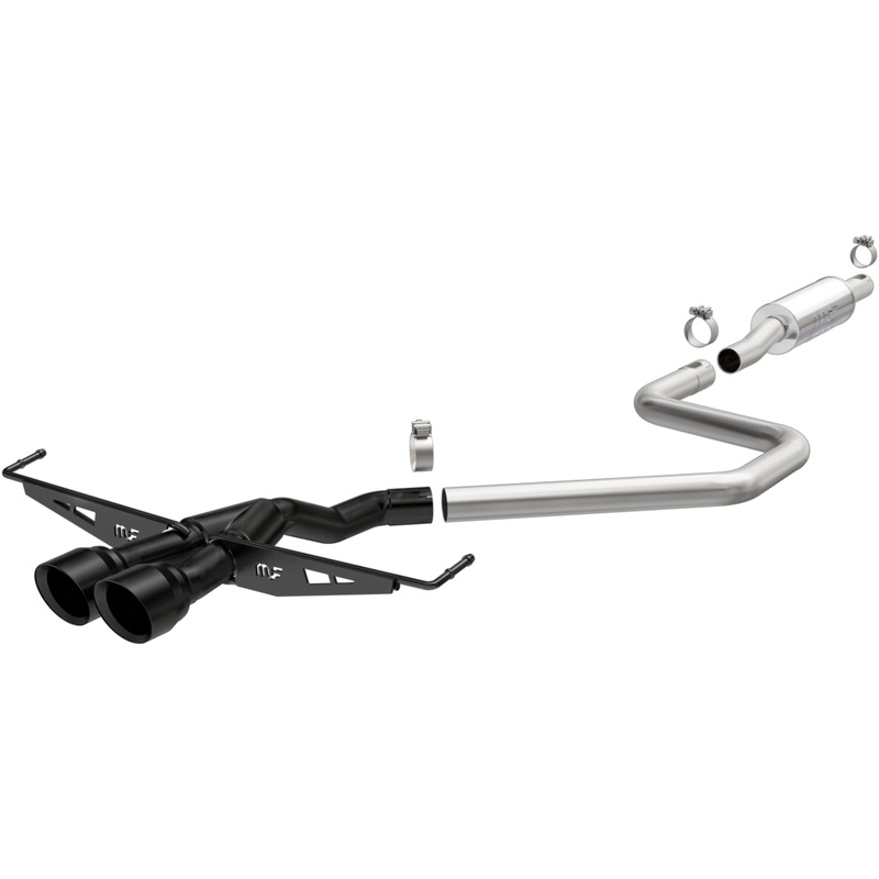 MagnaFlow 2019 Hyundai Veloster 1.6L 2.5in Center Exit Stainless Steel Cat-Back Exhaust w/Blk Tips (19455)